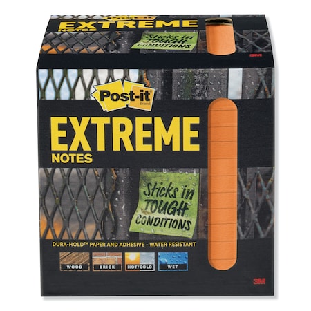 Post-It Water-Resistant Self-Stick Notes, Orange, 3" x 3", 45 Sheets, PK12 XTRM3312TRYO